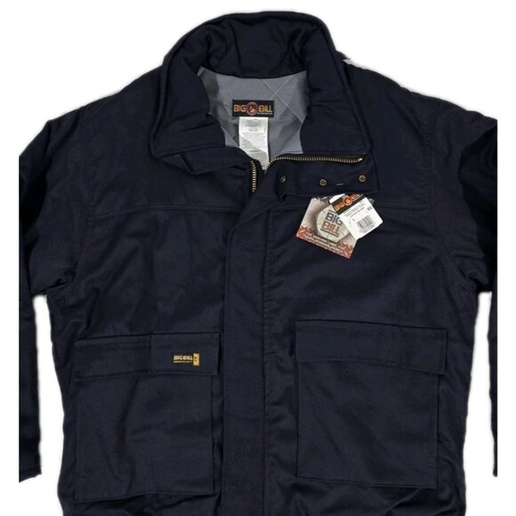 Big Bill FR Indura Ultra Soft Full Zip Doubler Bomber Jacket Navy Blue Men L NWT - Picture 3 of 9